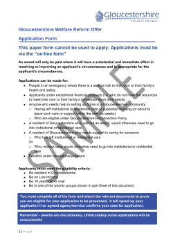 Welfare Support form - Gloucestershire County Council