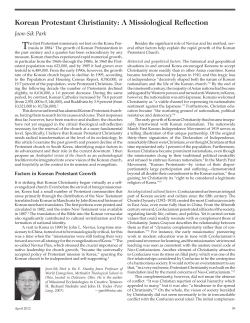 Korean Protestant Christianity: A Missiological Reflection