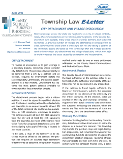 Township Law E-Letter - Fahey Schultz Burzych Rhodes PLC