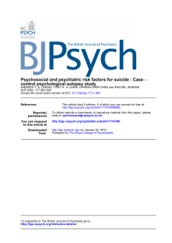 Psychosocial and psychiatric risk factors for suicide