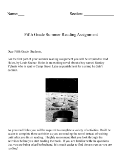 Fifth Grade Summer Reading Assignment