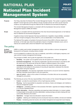 National Plan Incident Management System