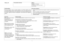 History unit The Australian Colonies Stage 3 Duration: 8