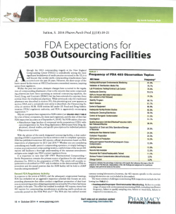 FDA Expectations for 503B Outsourcing Facilities