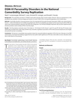 ORIGINAL ARTICLES DSM-IV Personality Disorders in the National