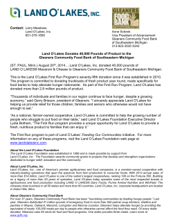 Land O`Lakes Donates 40000 Pounds of Product to