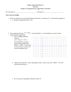 Honors Advanced Math II Practice Graphs of Exponential