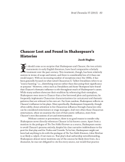 Chaucer Lost and Found in Shakespeare`s Histories