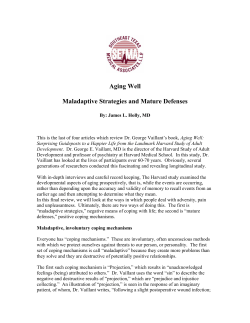Aging Well Maladaptive Strategies and Mature Defenses