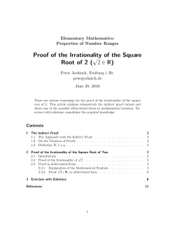 Proof of the Irrationality of the Square Root of 2