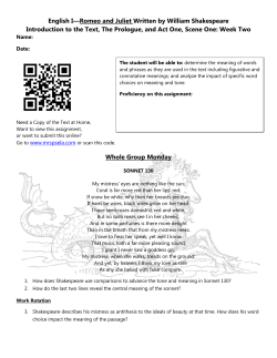 English I&mdash;Romeo and Juliet Written by William Shakespeare