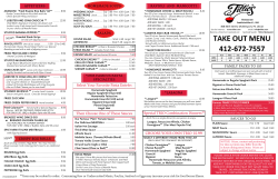 Take Out Menu - Tillie`s Restaurant