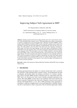 Improving Subject-Verb Agreement in SMT