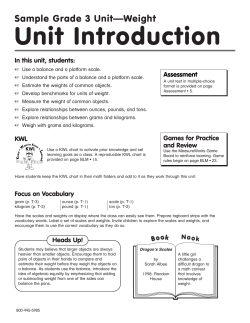Sample Grade 3 Unit&mdash;Weight Unit Introduction Assessment