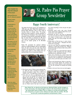 February 2017 Newsletter - The Padre Pio Prayer Group of