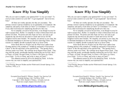 Know Why You Simplify - Center for Biblical Spirituality