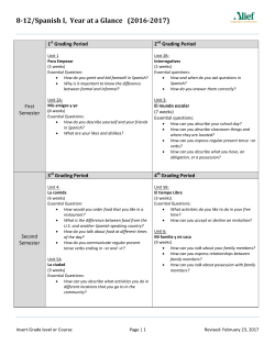 8-12/Spanish I, Year at a Glance (2016-2017)