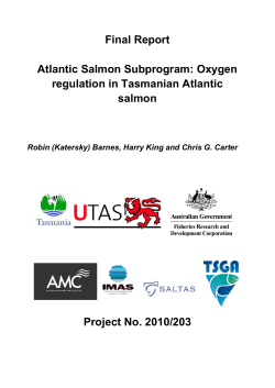 Final Report Atlantic Salmon Subprogram: Oxygen regulation in