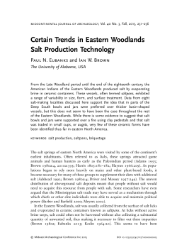 Certain Trends in Eastern Woodlands Salt