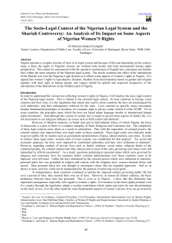 The Socio-Legal Context of the Nigerian Legal System and the