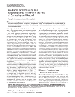 Guidelines for Conducting and Reporting Mixed Research in the