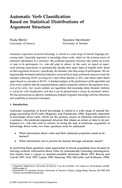 Automatic Verb Classification Based on Statistical Distributions of