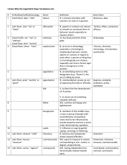 I Know Why the Caged Bird Sings Vocabulary List