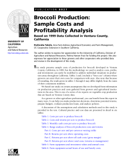 Broccoli Production: Sample Costs and Profitability Analysis