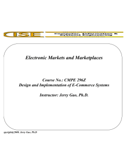 Electronic Markets and Marketplaces