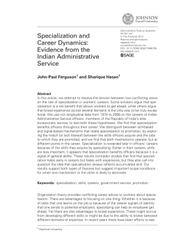 Specialization and Career Dynamics: Evidence from the Indian