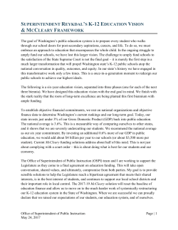 Superintendent Reykdal`s Long-Term K-12 Education Vision