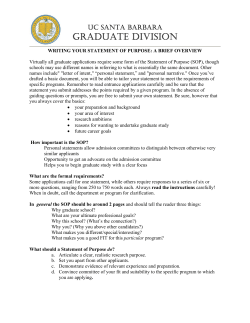 How to Write a Statement of Purpose Handout