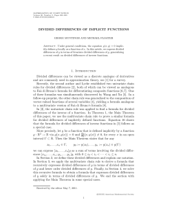 DIVIDED DIFFERENCES OF IMPLICIT FUNCTIONS 1. Introduction