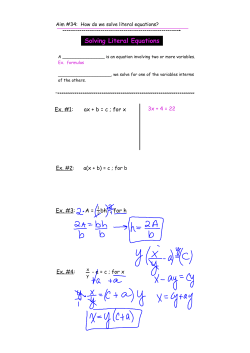 Solving Literal Equations