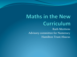 Ruth Merttens -‐ Advisory committee for Numeracy