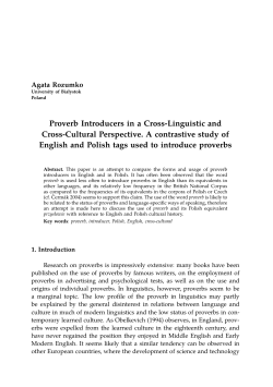 Proverb Introducers in a Cross-Linguistic and Cross