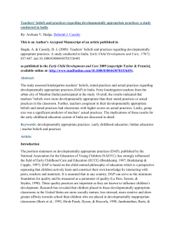 Teachers` beliefs and practices regarding developmentally