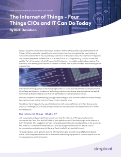The Internet of Things - Four Things CIOs and IT Can Do Today