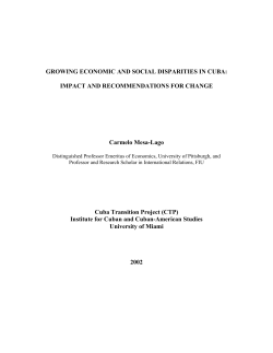 GROWING ECONOMIC AND SOCIAL DISPARITIES IN CUBA