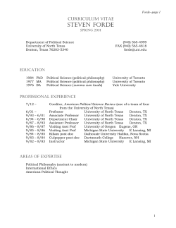 Curriculum Vitae -- Steven Forde