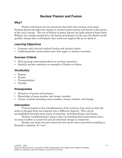 Nuclear Fission and Fusion 2
