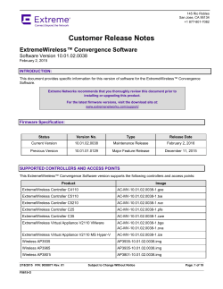 ExtremeWireless&trade; Convergence Software