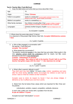 Teacher Man, Frank McCourt 1. Copy the table