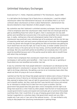 Unlimited Voluntary Exchanges - Everything