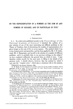 ON THE REPRESENTATION F A NUMBER AS THE SUM OF ANY