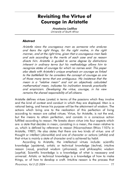Revisiting the Virtue of Courage in Aristotle