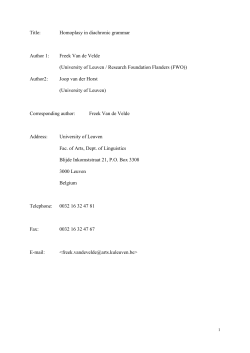 Homoplasy in diachronic grammar Author 1