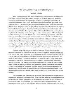 Old Crows, Slimy Frogs and Federal Tyranny
