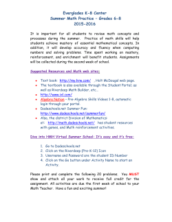Everglades K-8 Center Summer Math Practice – Grades 6