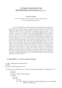 A TURING MACHINE FOR EXPONENTIAL FUNCTION